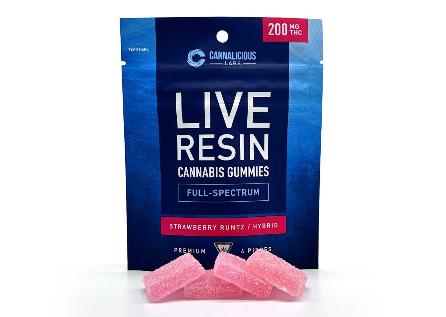 Cannalicious - Gummies - 200mg Live Resin - Strawberry Runtz - Hybrid
