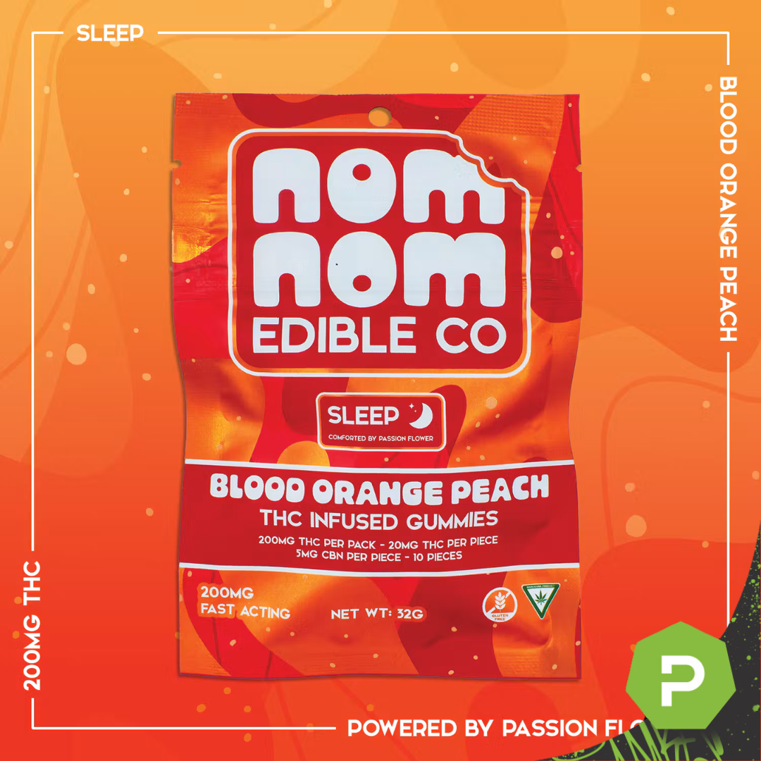Nom Nom Edible Co | 200mg Gummies | Blood Orange Peach Sleep (4:1 THC:CBN)