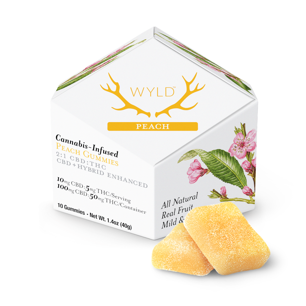 WYLD Peach 2:1 CBD:THC Gummies