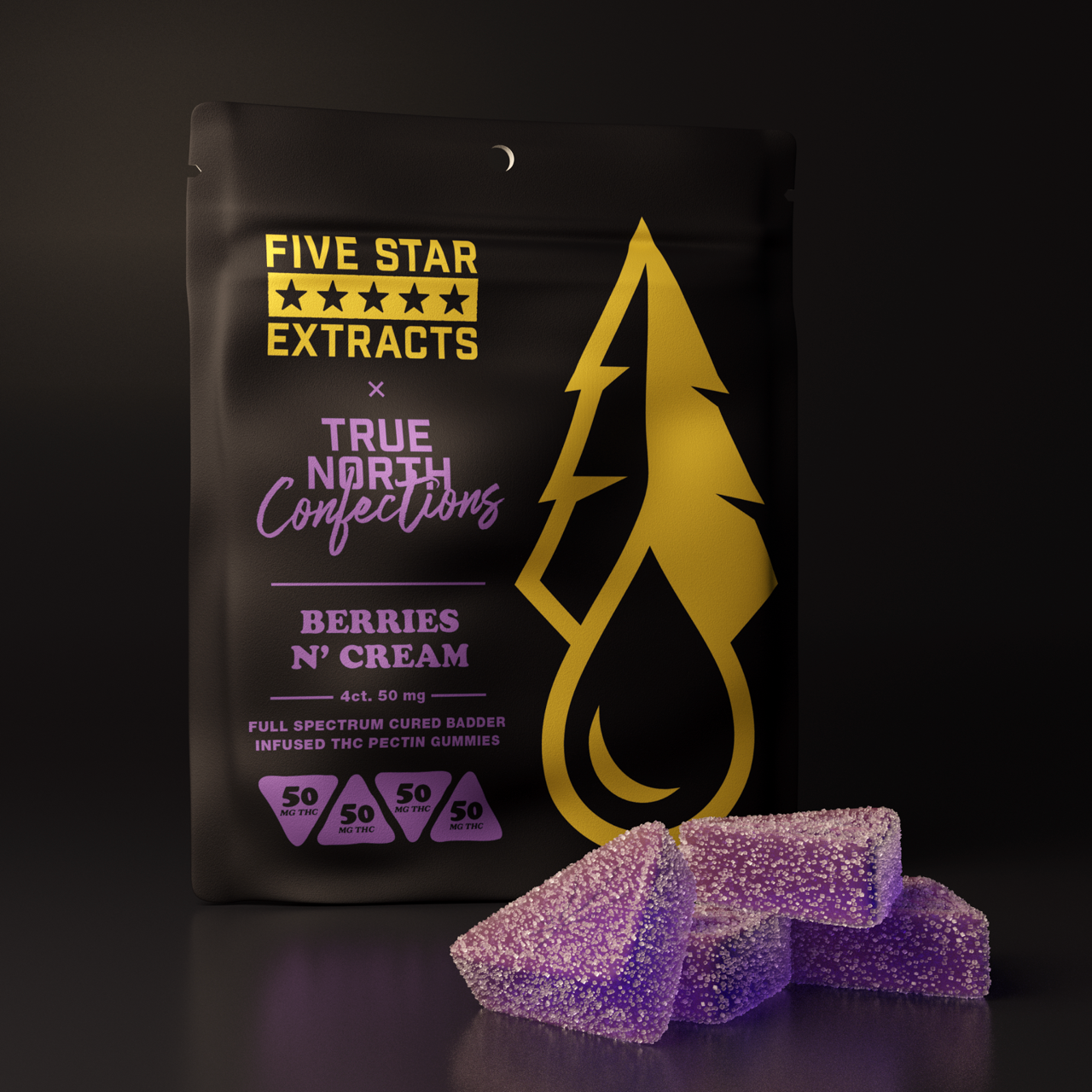 Berries & Cream | True North Full Spectrum | Gummies | 200mg | 4 x 50mg