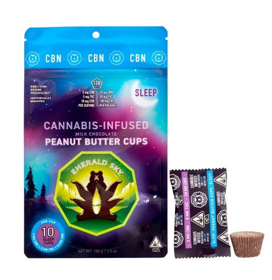 Emerald Sky Dark Chocolate Peanut Butter Cups THC/CBD/CBN Sleep 10Pk 100mg