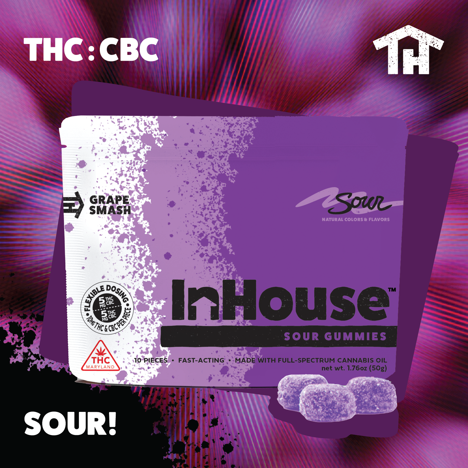 Sour Grape Fast Acting Gummies | 10 x 10mg