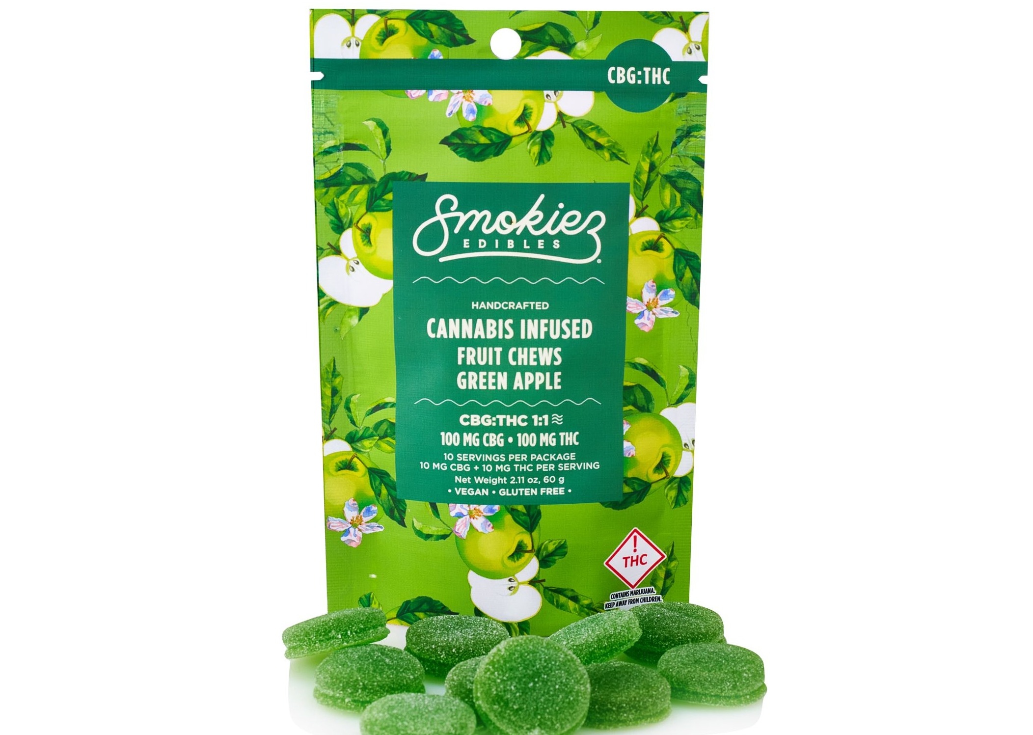 Smokiez | Sweet Green Apple + CBG Gummies 10pack | 100mg