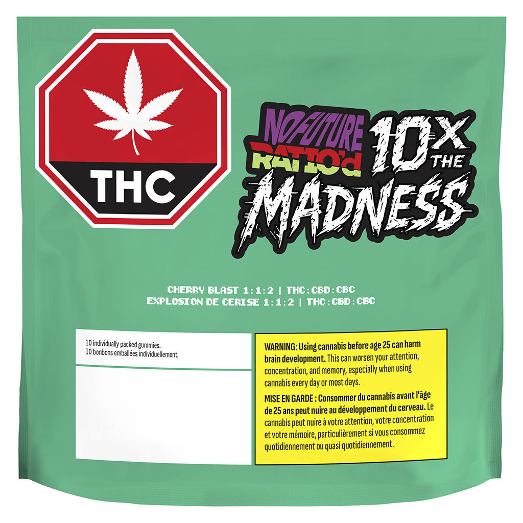 10X the Madness: Ratio'd Cherry Blast 1:1:2 THC/CBD/CBC | 10pack