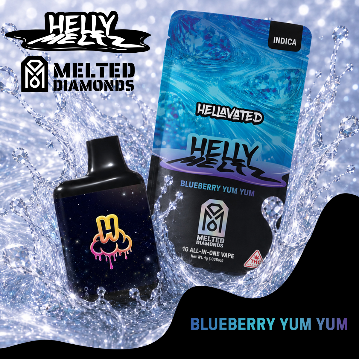 Blueberry Yum Yum | Helly Meltz | Liquid Diamonds Disposable | 1g