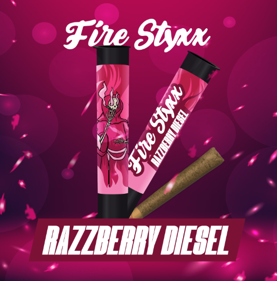 Fire Styxx - Infused Pre-roll 1g - Razzberry Diesel