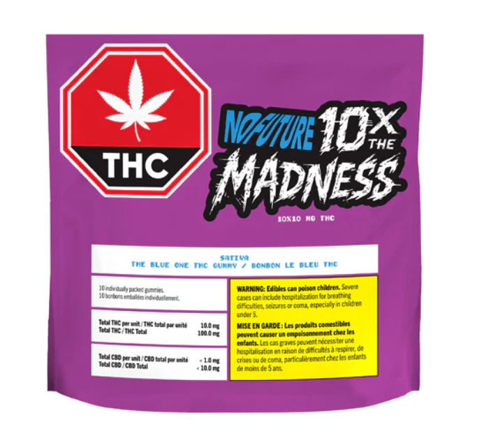 10X The Madness The Blue One Sativa THC Gummies