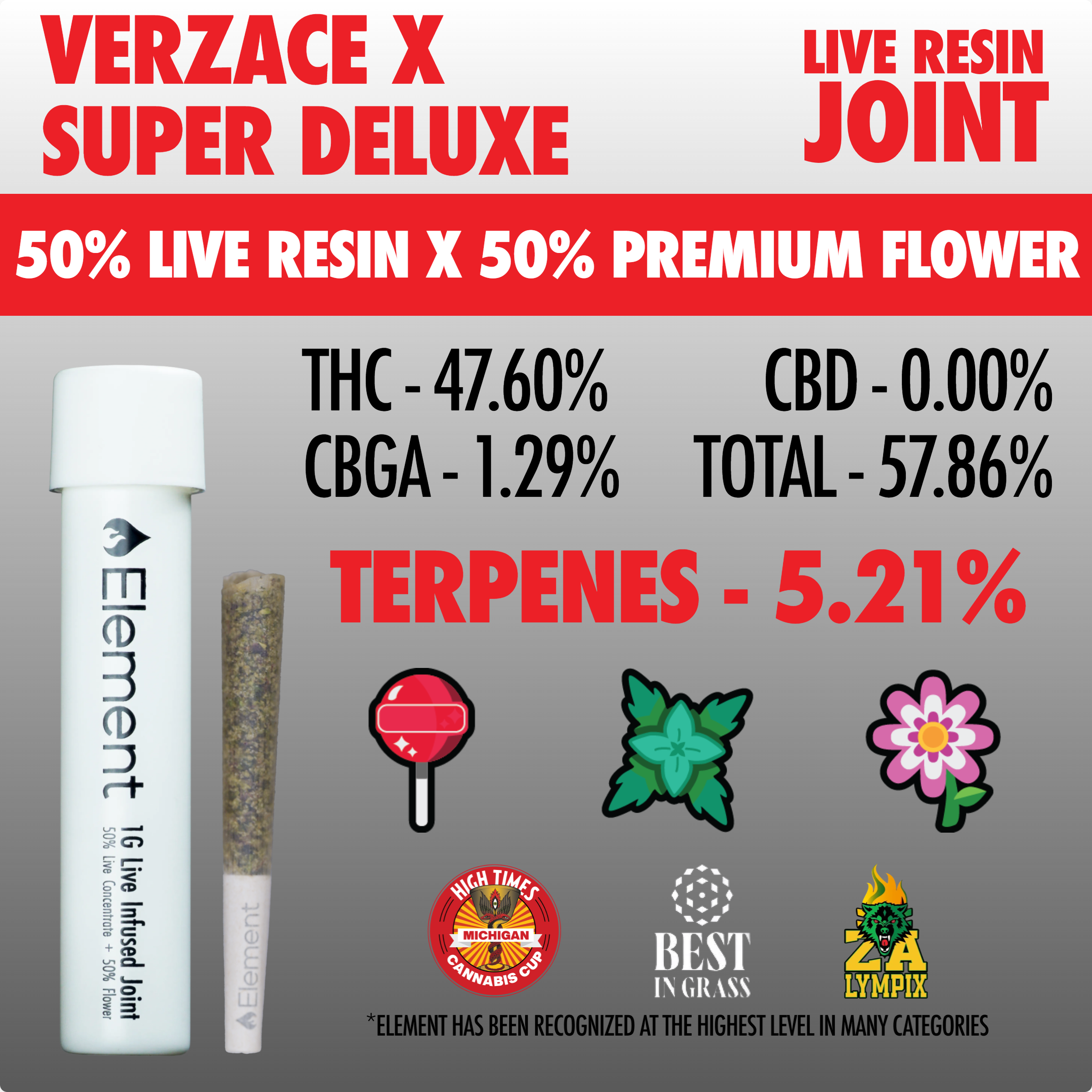 Element x Herb Wealth - Live Resin Joint 1g - Verzace x Super Deluxe
