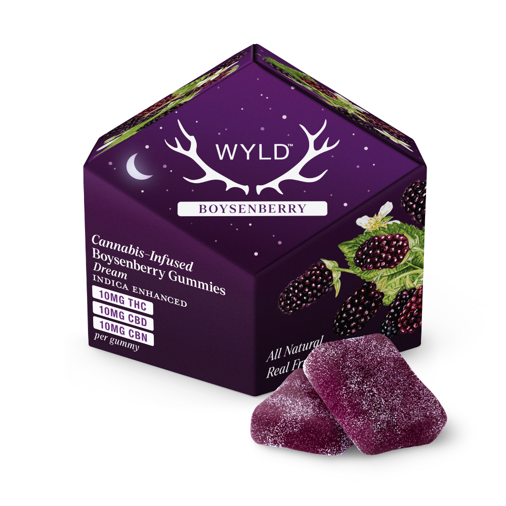 Wyld Boysenberry 1:1:1 CBD:CBN + Indica Enhanced Gummies, Indica edible, .1g