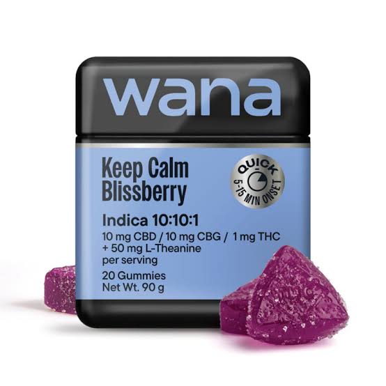 Wana Optimals | Keep Calm Blissberry (10:10:1 CBD:CBG:THC + L-Theanine) | 10pk (Indica)