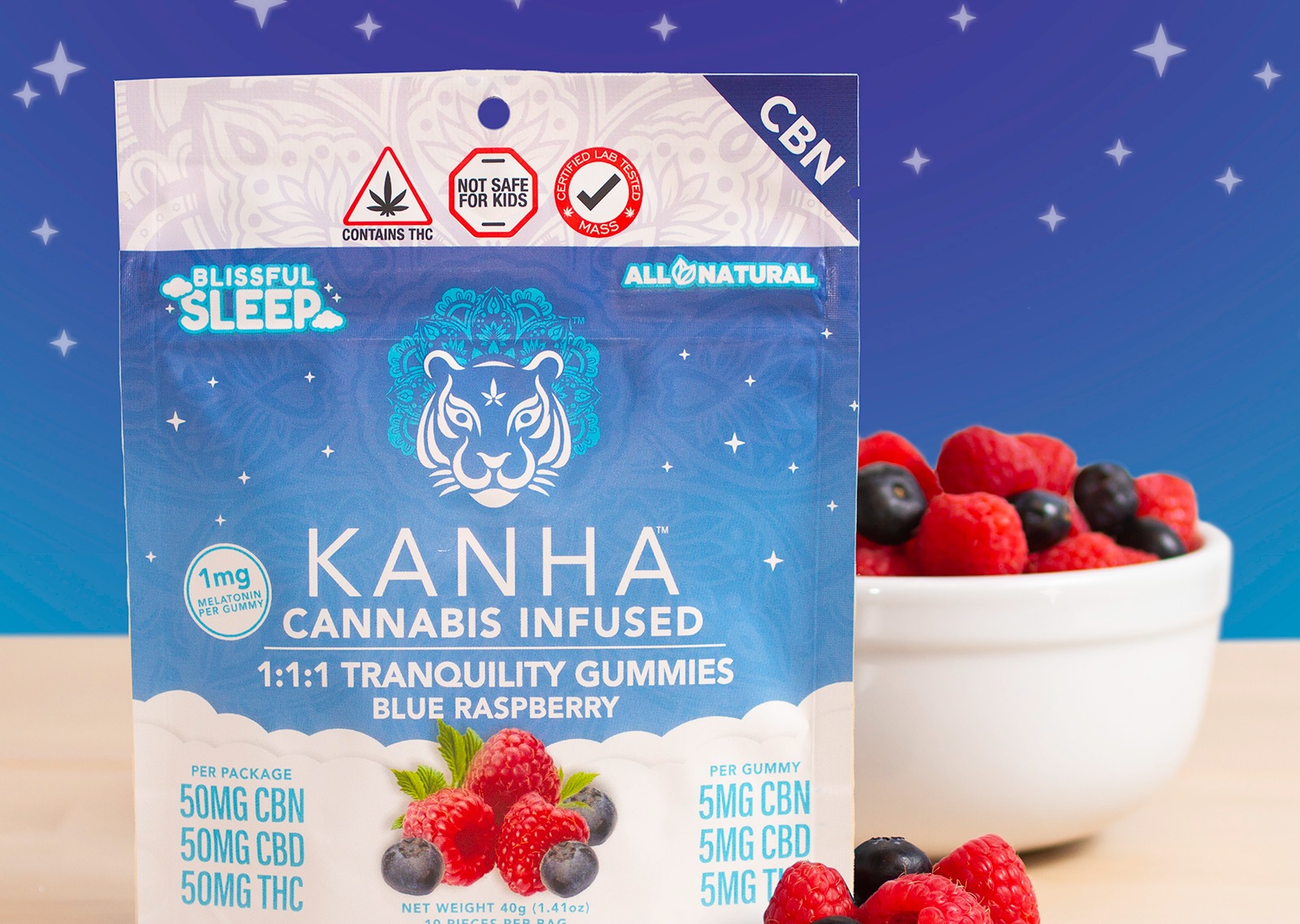 Gummies  | Tranquility Blue Raspberry | 1:1:1 (CBD:CBN:THC) | 10pk