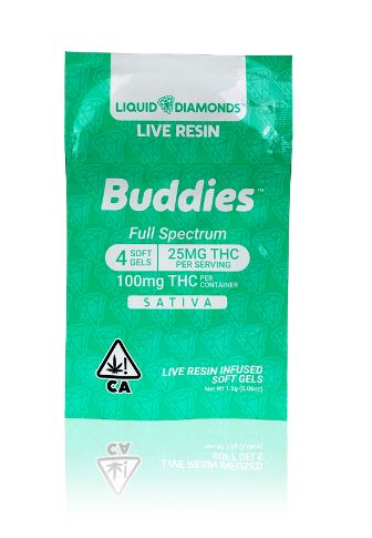 Buddies THC Sativa Capsules 25mg 100mg (4 X 25mg)