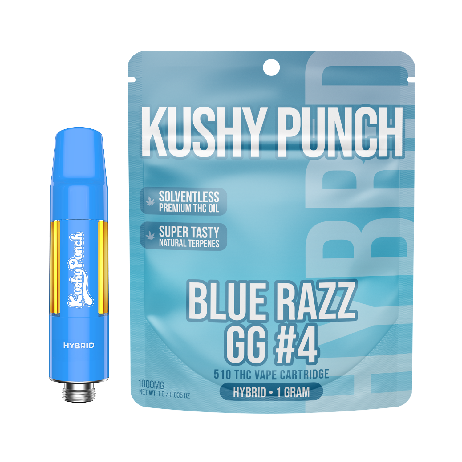 1G Kushy Punch 510 Vape Cart - Blue Razz Gushers