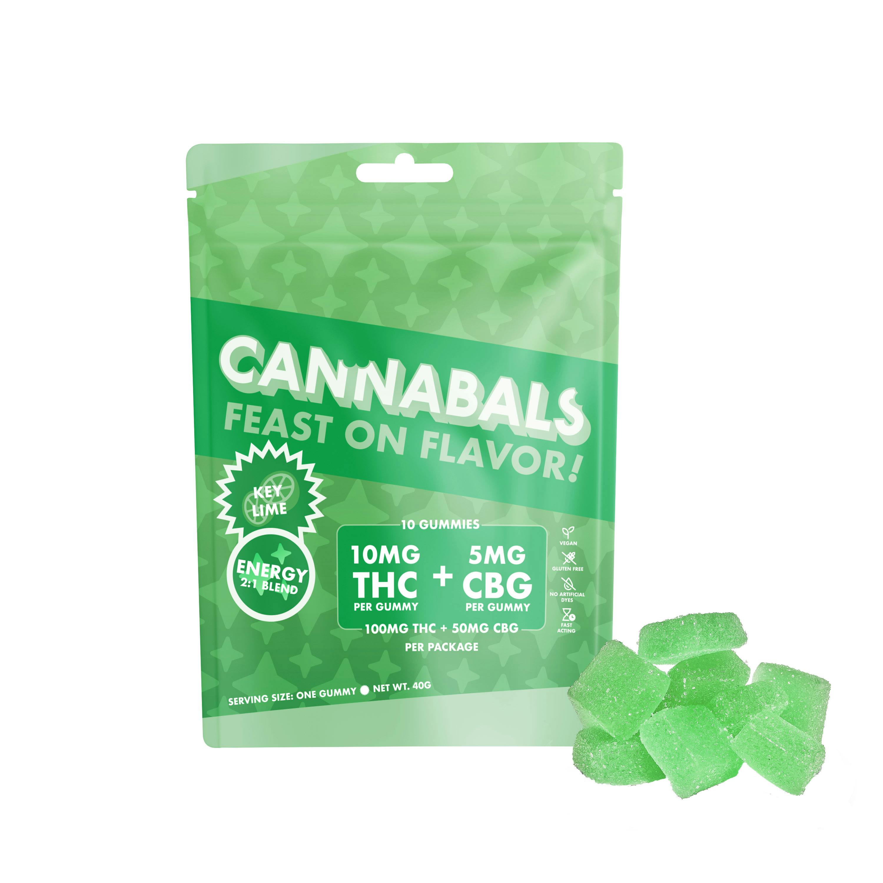 Cannabals | Key Lime Energy Gummies | 2:1 THC:CBG | 10pk | 100mg | .1g by Cannabals - edibles cannabis product