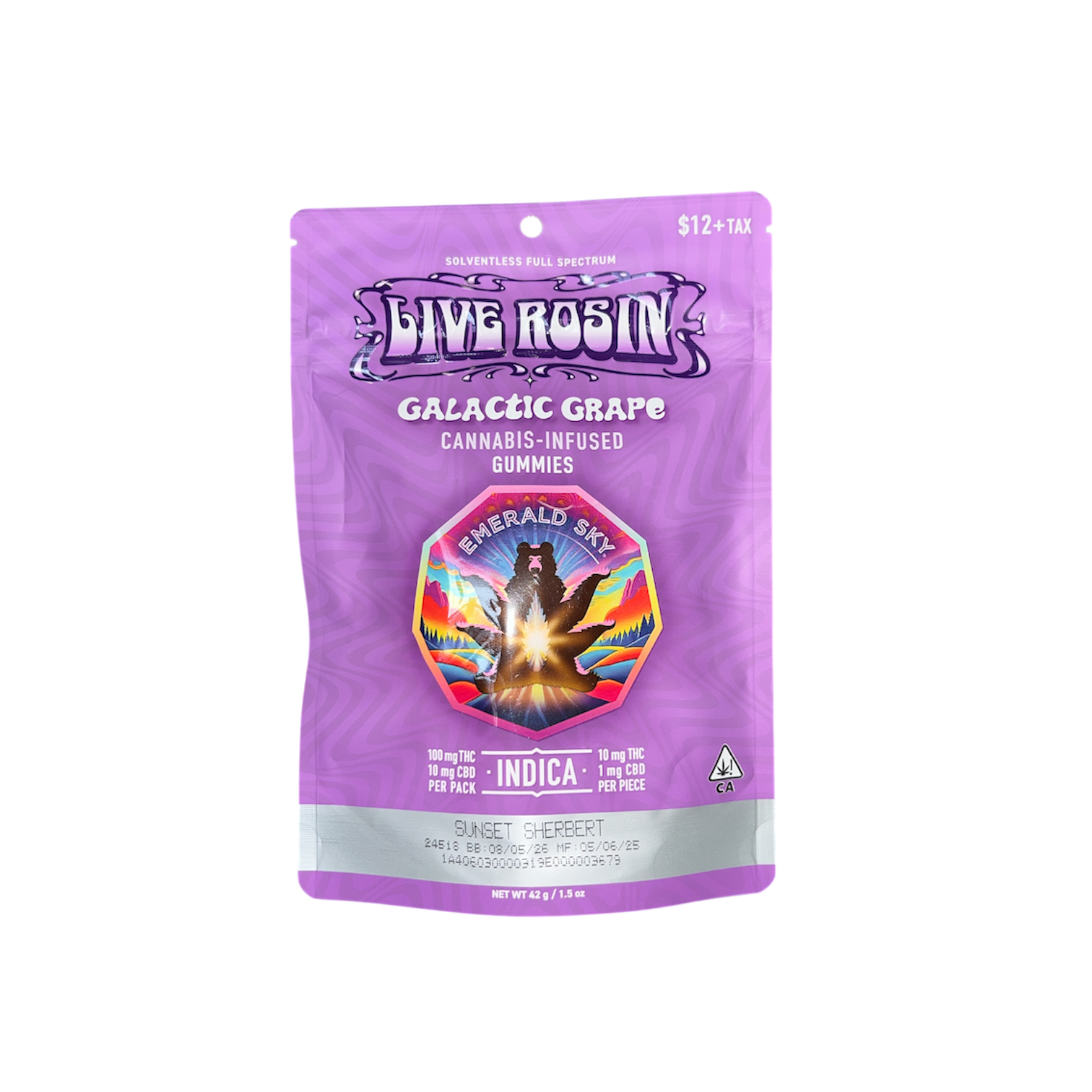 Galactic Grape Indica Live Rosin Gummies Emerald Sky