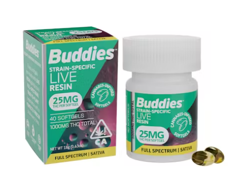 Buddies Sativa 25mg Live Resin Softgels 40PK