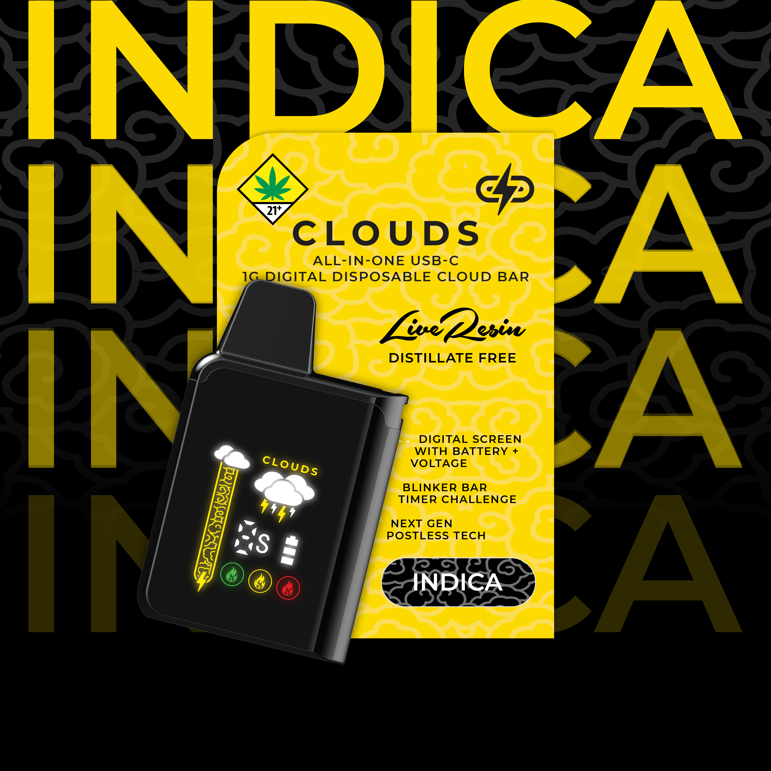 Clouds Blackberry Hashplant (Indica) 1g LR Disposable