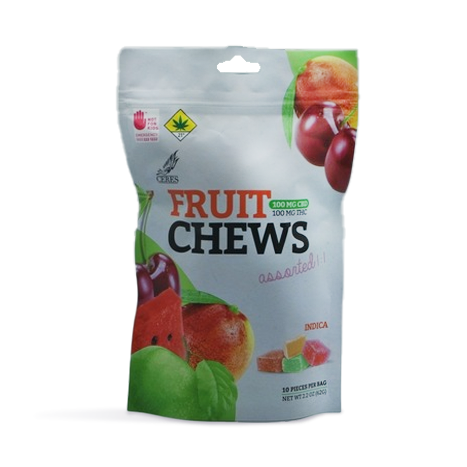 Assorted Indica 1:1:1:1 Fruit Chews 10-Pack | 200mg