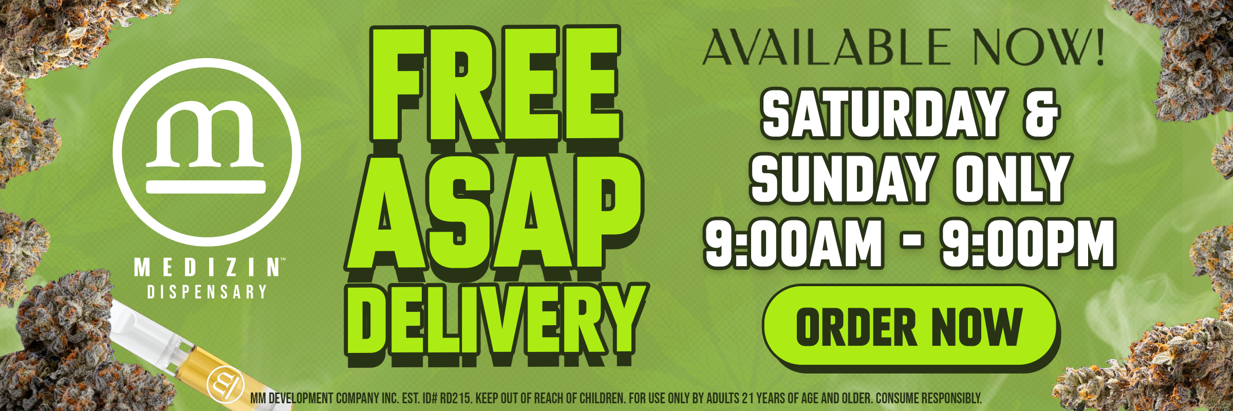 Free Asap delivery saturday & sunday only 9am-9pm