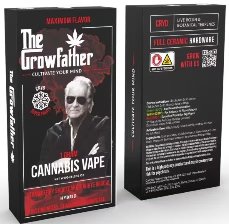 The Growfather | Vape | Disposable | Strawberry Shortcake X White Widow | Cold Pressed | Live Rosin Terpene x liquid Diamond | 1g-Hybrid