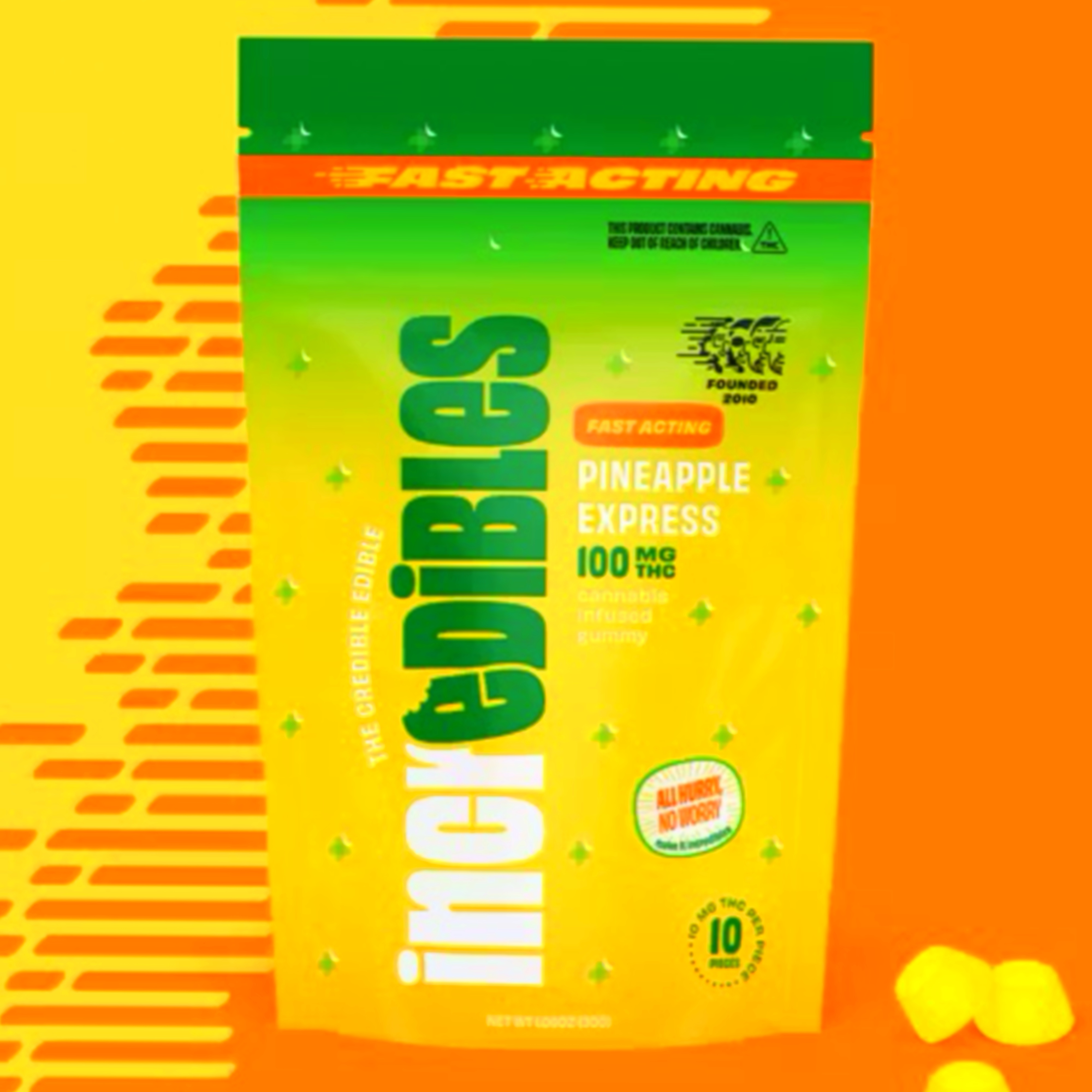 Fast-Acting Pineapple Express | Gummies | 10 pack | 100mg THC