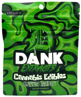 Dank Extracts | Danksters | 200mg Gummies with Nerds | Green Apple