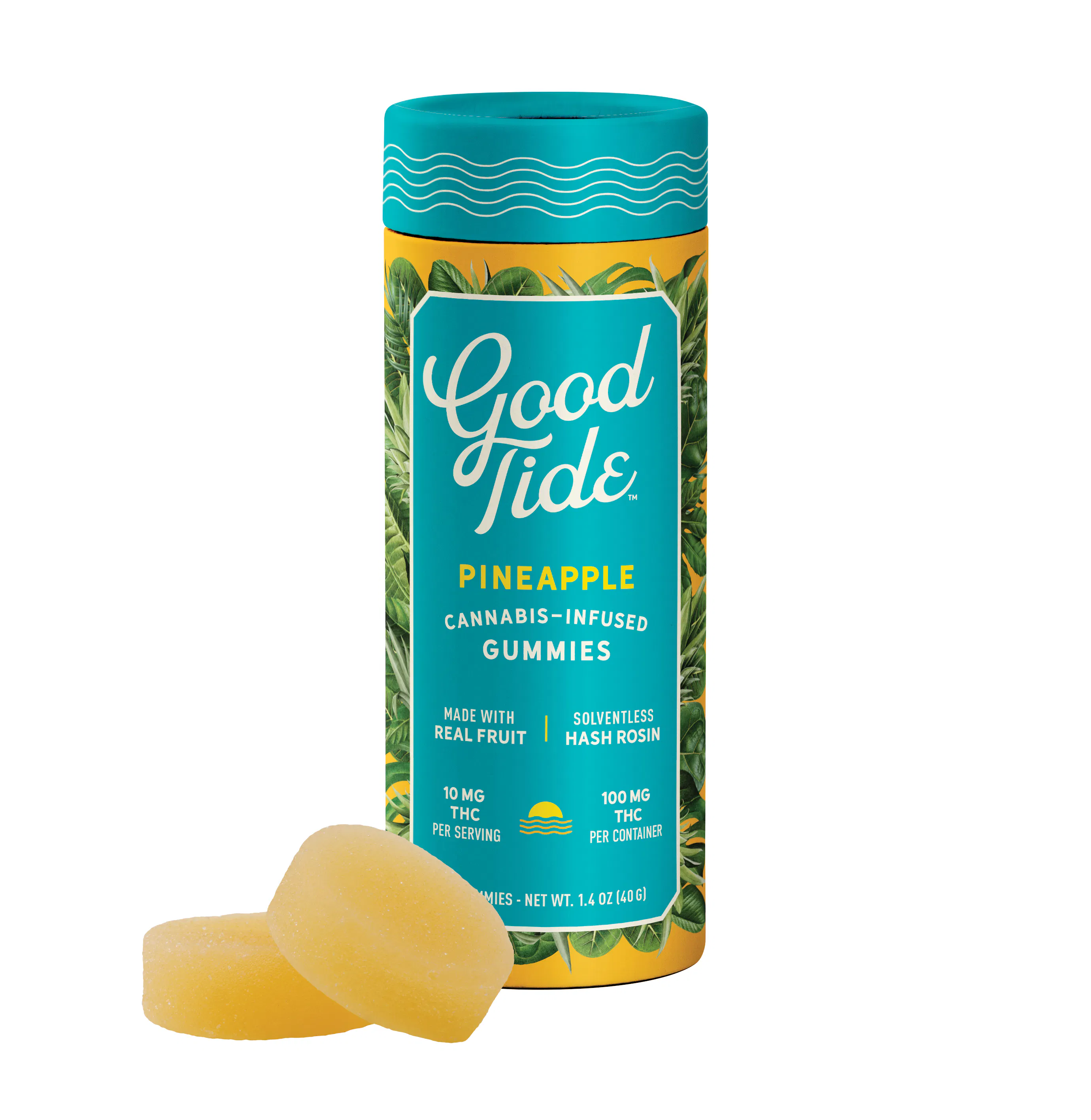 GOOD TIDE Gummies 100mg Solventless: Pineapple 10pc