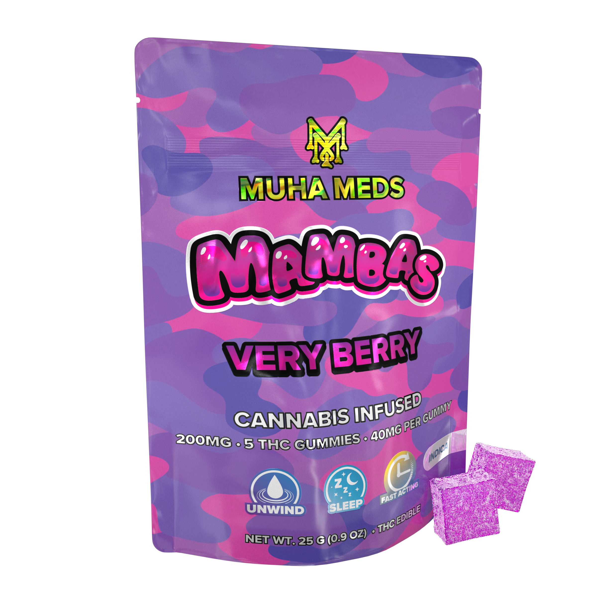 MuhaMeds - 200mg Mambas Gummies - Very Berry 5pk