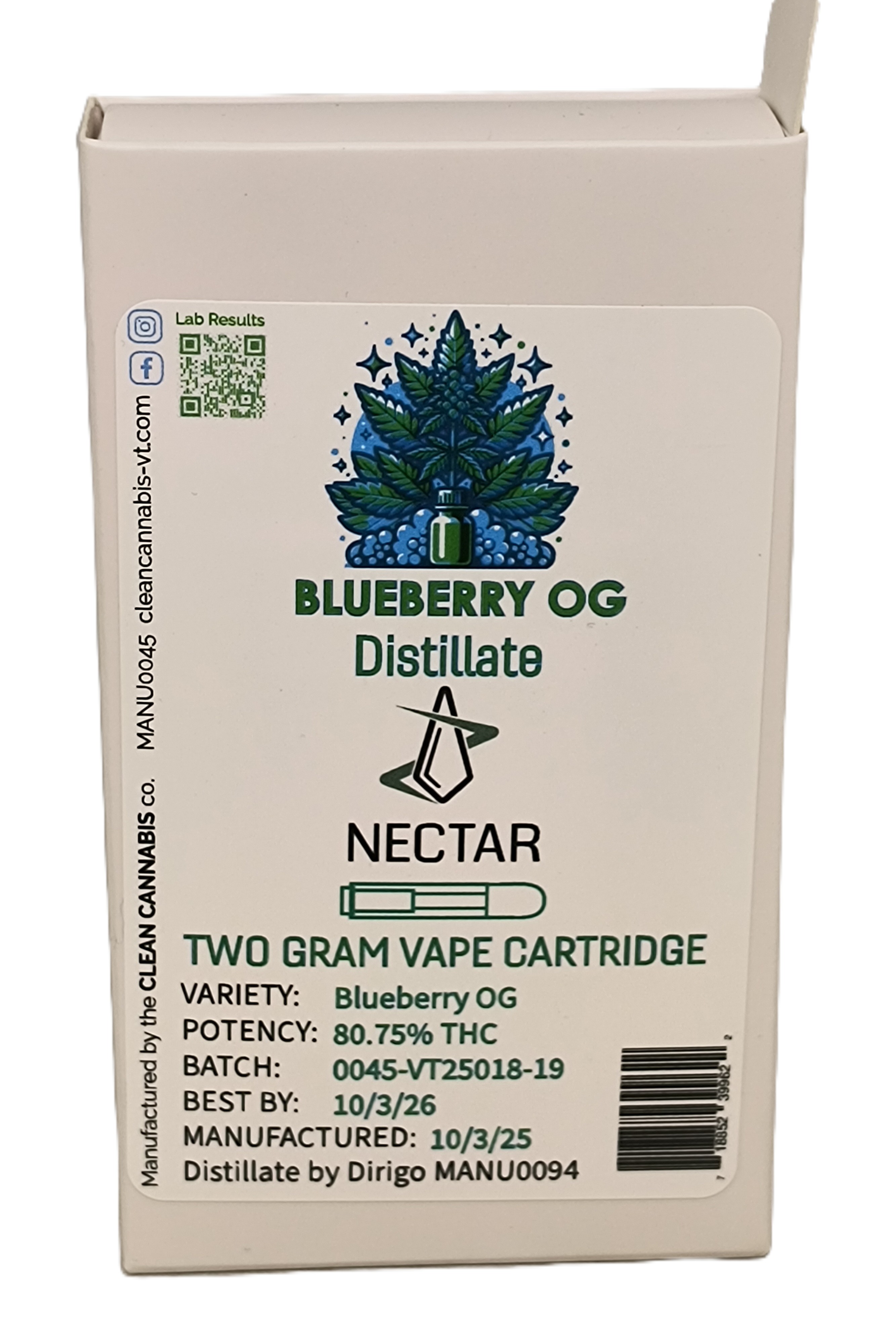 Blueberry Og Distillate Vape Cart