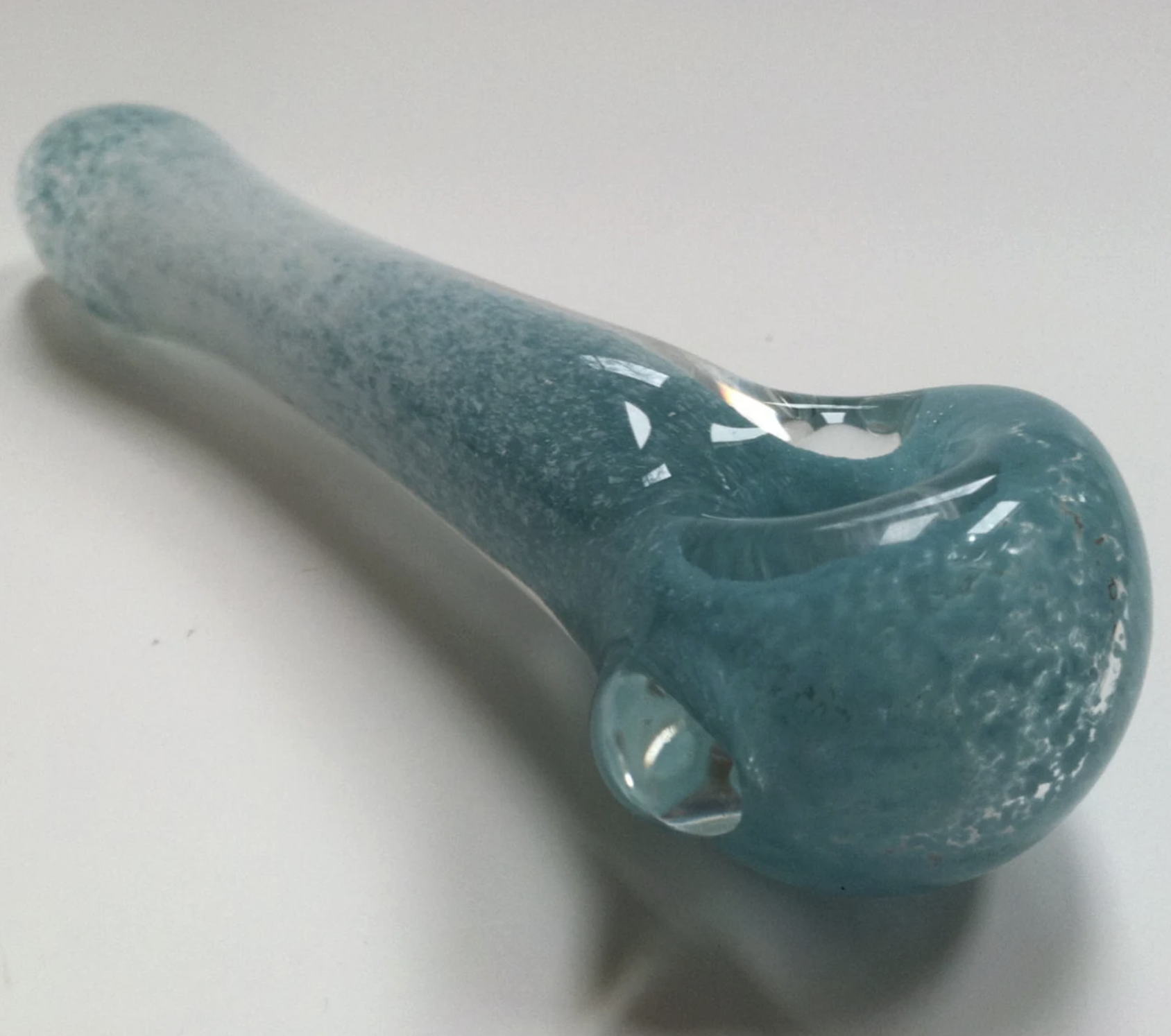 Shiny Blue and White Spoon Pipe