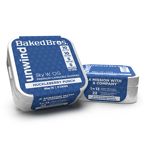 250mg Unwind 2:2:1:1 THC/CBG/CBC/CBDV Huckleberry Punch Gummies (I)