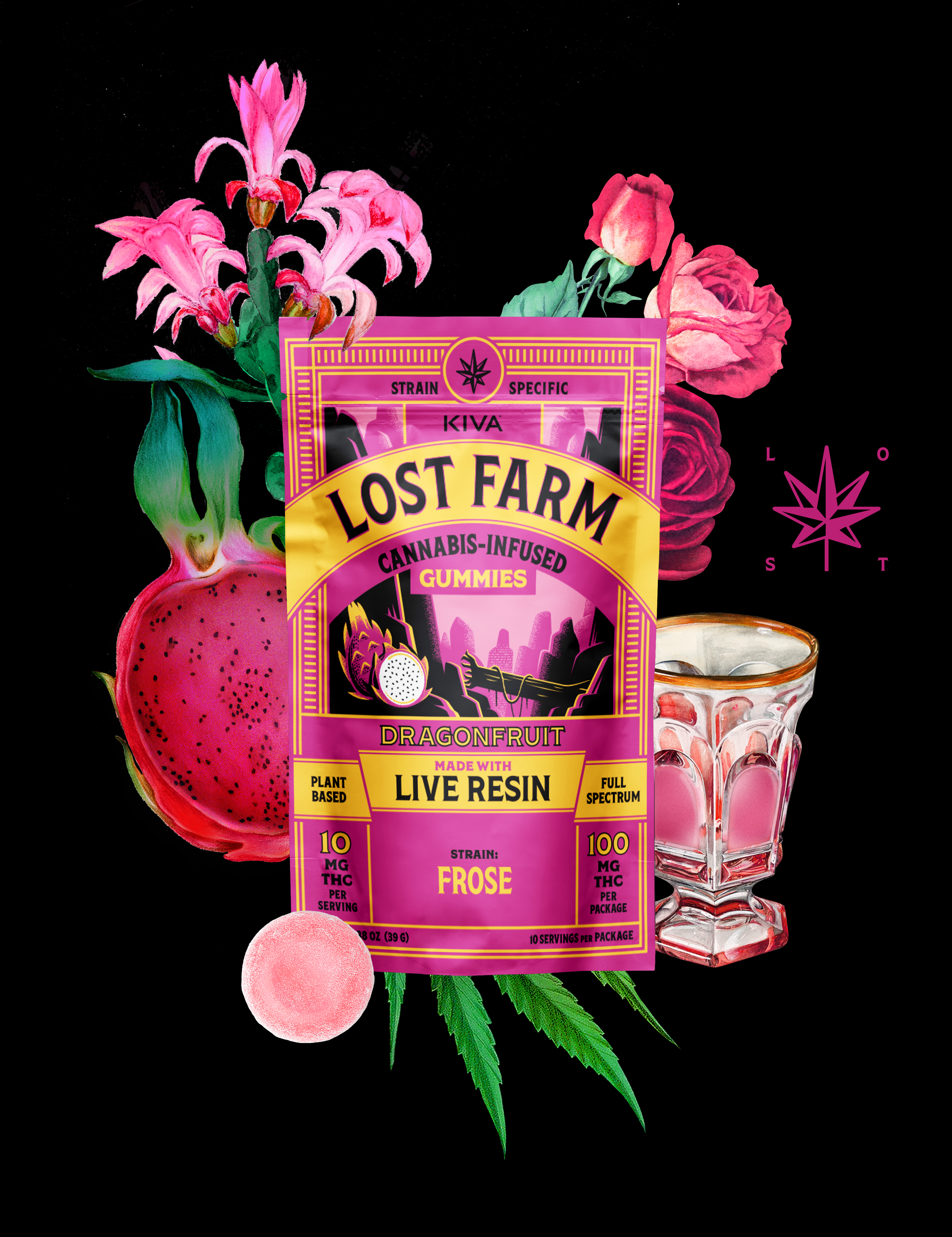 Lost Farms Gummies DragonFruit x Frose Resin 100mg