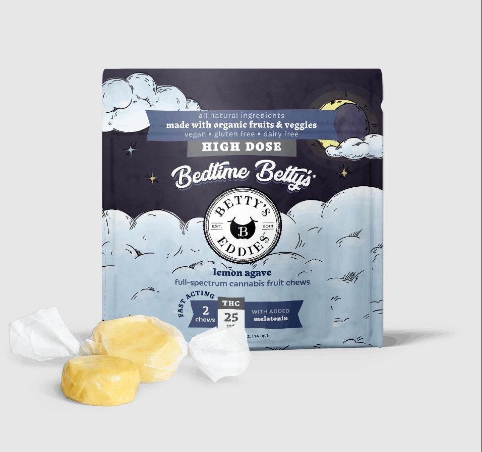 BETTY'S EDDIES Fruit Chew 50mg: Bedtime Lemon Agave + Melatonin 2pc