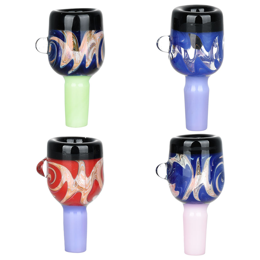 Stripe Swirl Bubble Style Herb Slide 14mm M Colors Vary