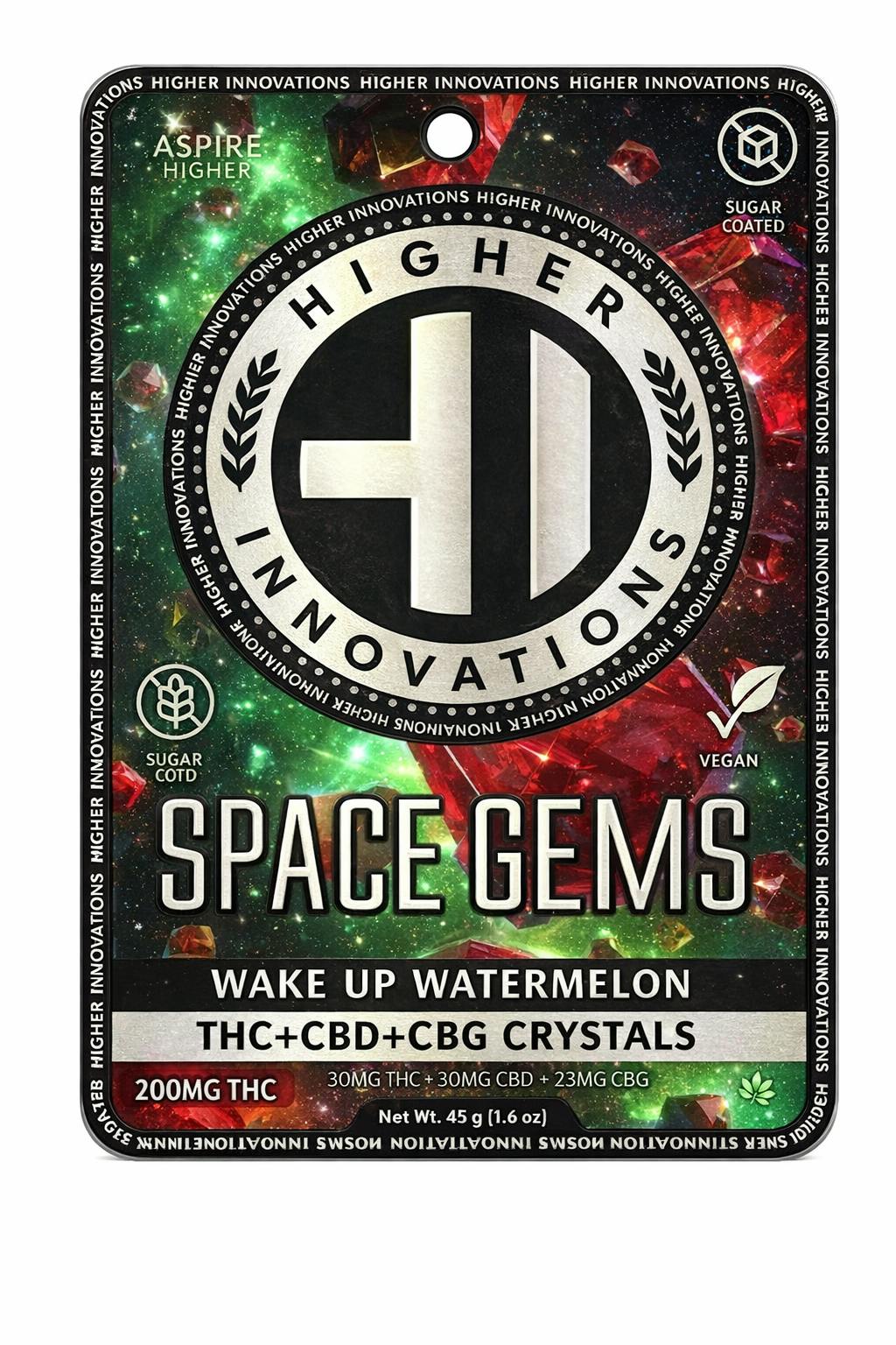 HI | Sugar-Free Space Gems | Wake up Watermelon | 1:1:1 THC:CBD:CBG (200mg)