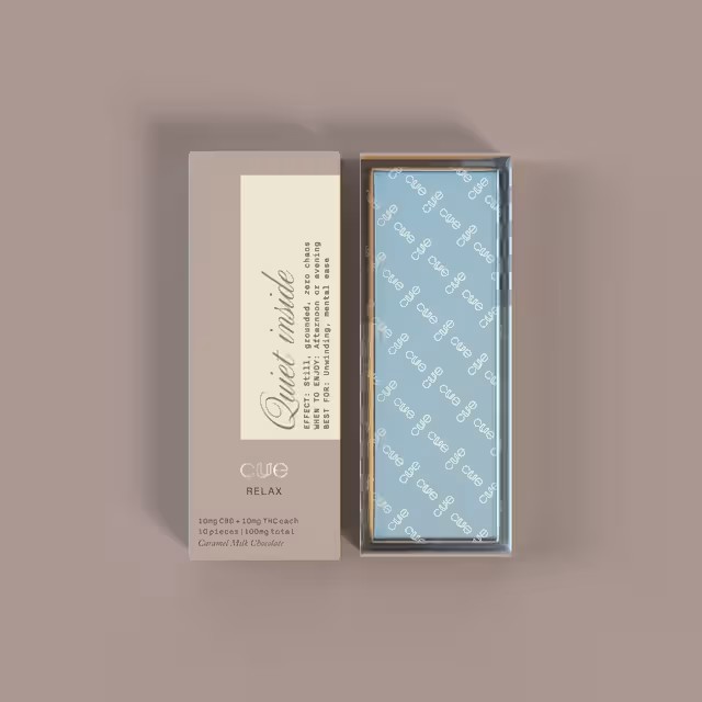 Cuue Edibles Chocolates 10pk/100mg- Caramel Milk Chocolate (THC:CBD)