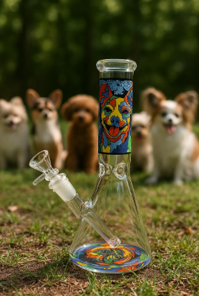 SirEEL 10" Doggie Art Beaker Bong w/ Bowl product photo