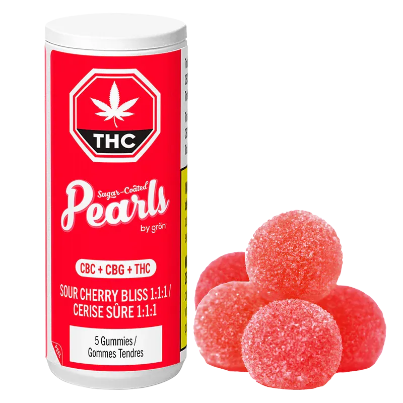 By Grön : Sour Cherry Bliss 1:1:1 CBC/CBG/THC Gummies (5x 2mgCBC : 2mgCBG : 2mgTHC)