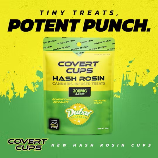 Covert Cups Dubai Chocolate Hash Rosin Edible 200mg