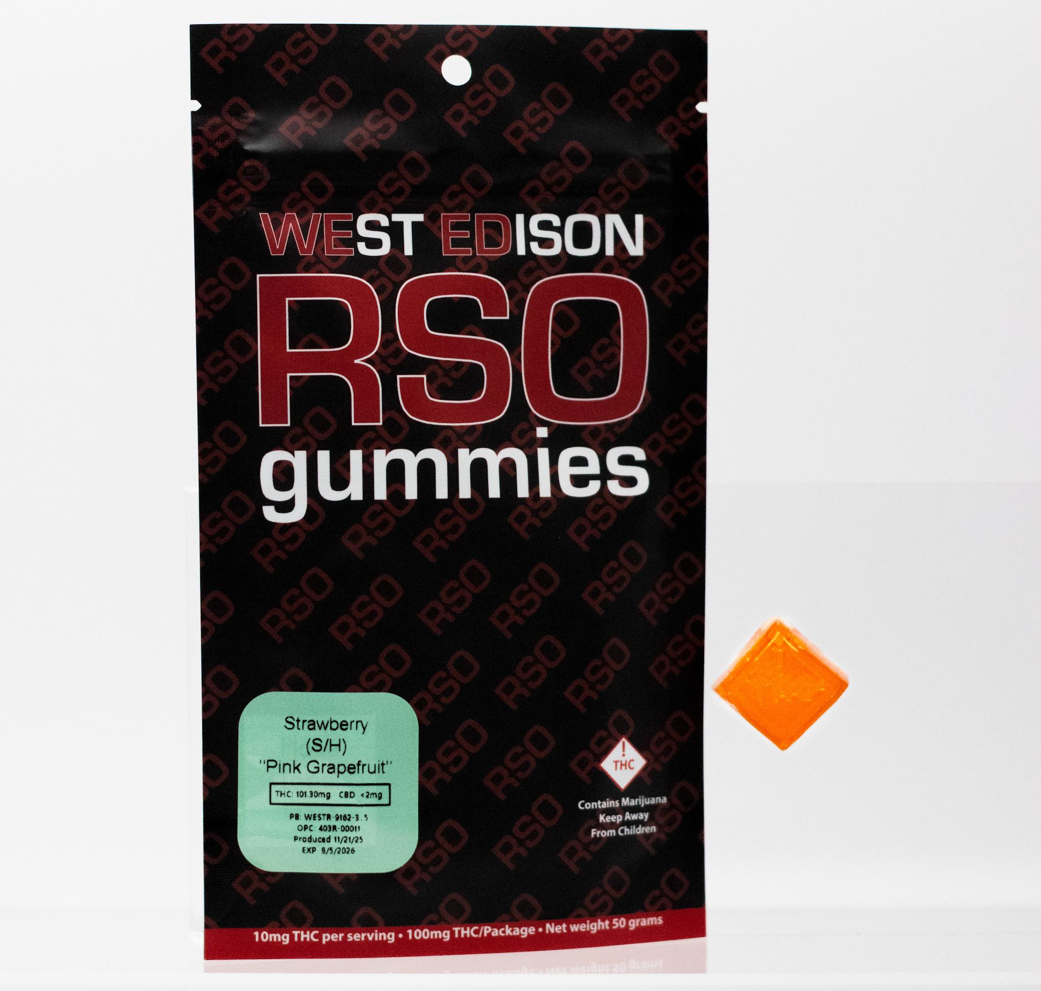 Strawberry (S) RSO Gummies 100mg | West Edison