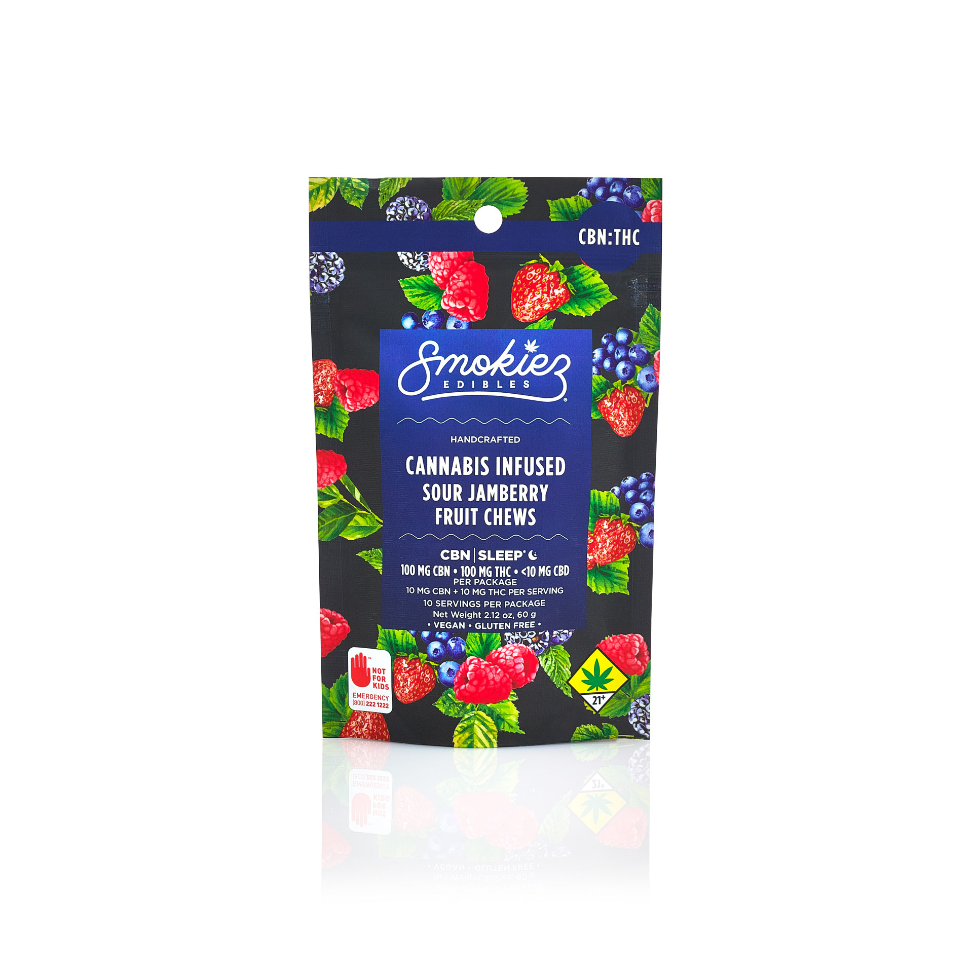 CBN:THC 1:1 Sour Jamberry 100mg CBN:100mg THC Fruit Chews