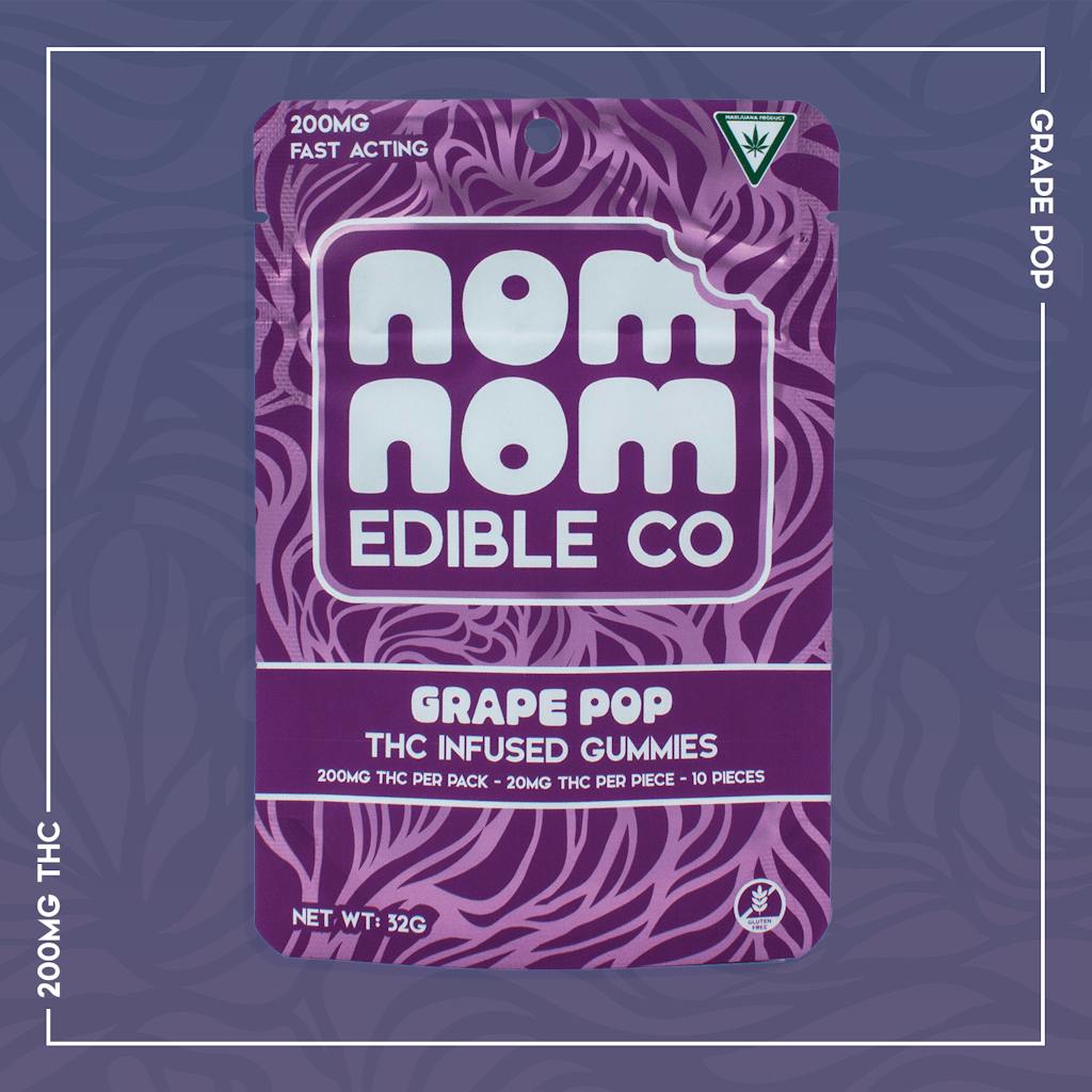 Nom Nom | 200mg THC Gummies | Grape Pop