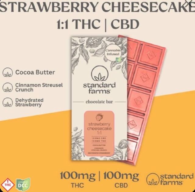 Strawberry Cheesecake White Chocolate Bar 1:1 CBD:THC | H