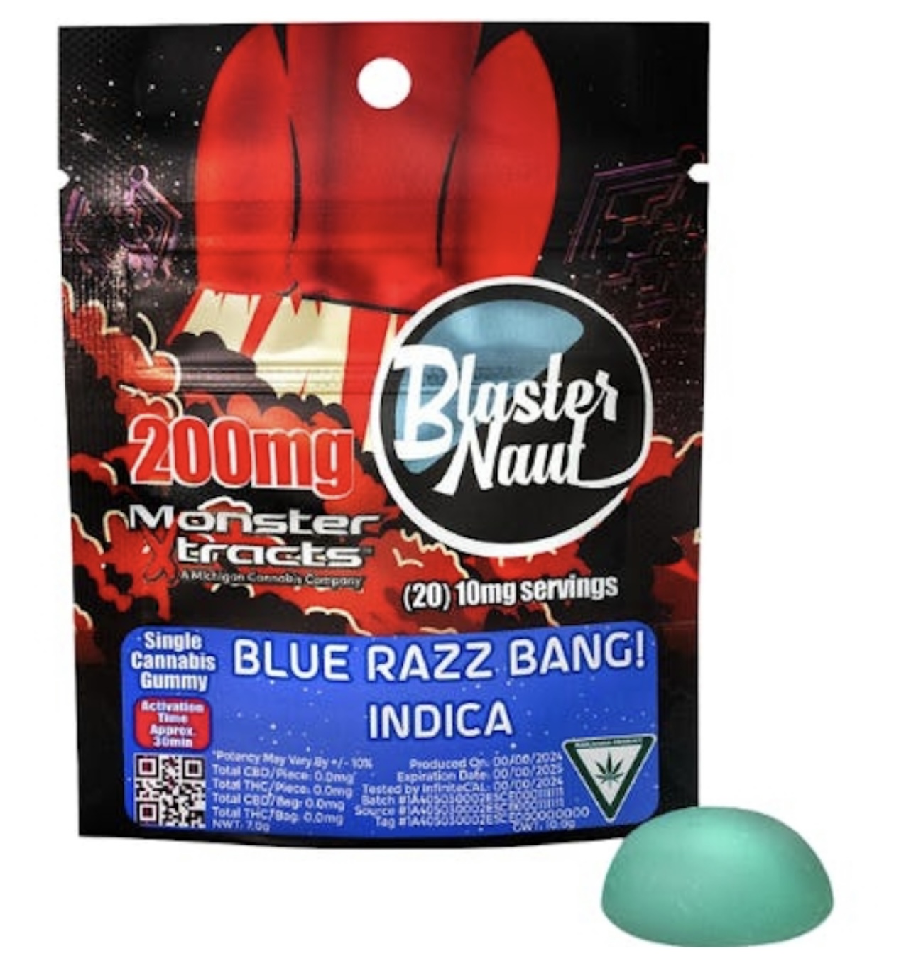 Monster: Blue Razz Bang 200MG Single Blasternaut Gummy