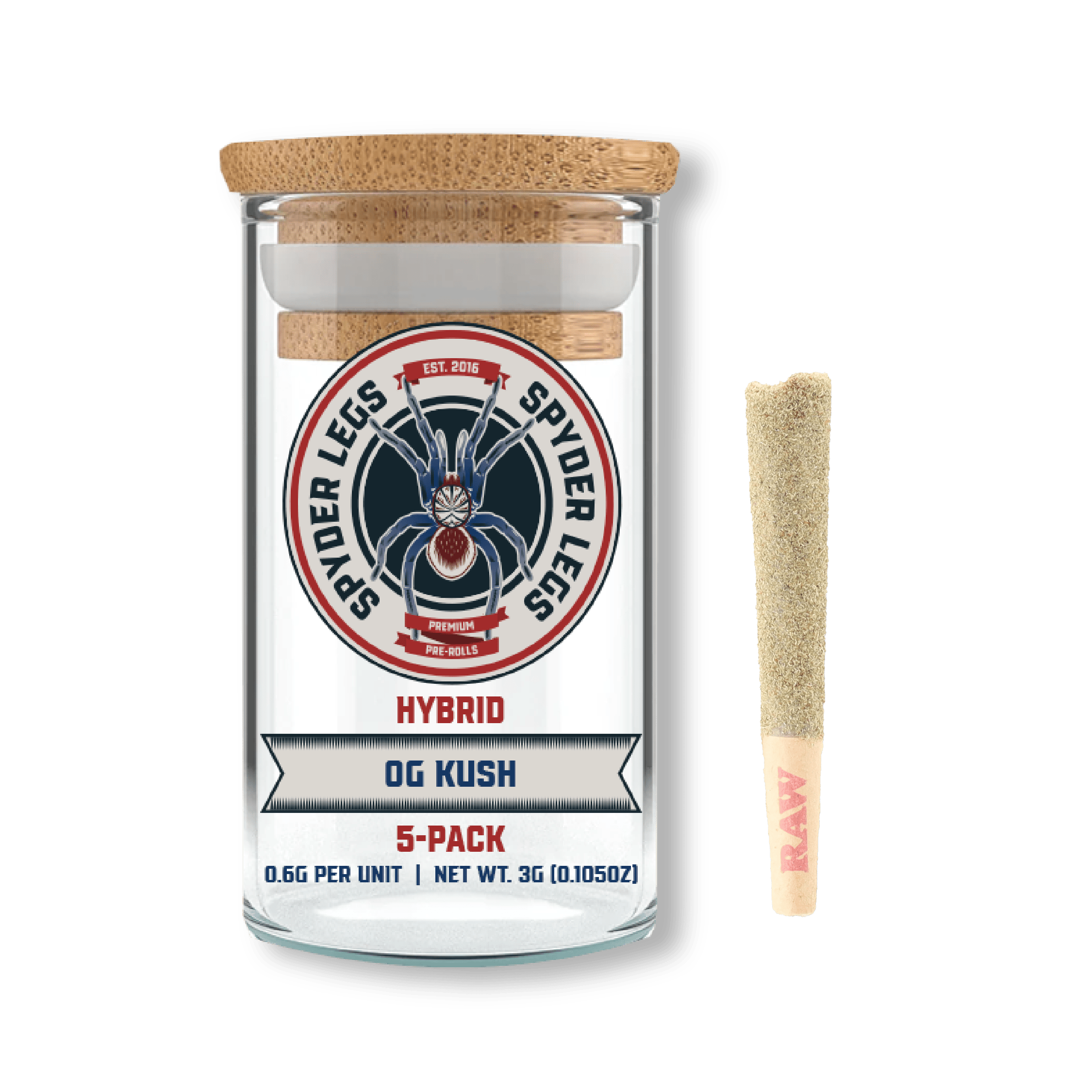 Spyder Legs | 0.6g - 5pk (3g) Infused Preroll Pack | OG Kush