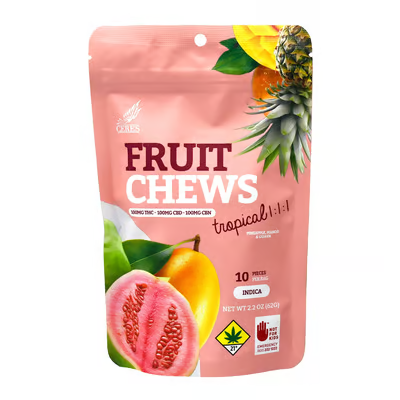 Tropical 1:1:1 CBD|CBG Sativa Fruit Chews 10-pack | 300mg