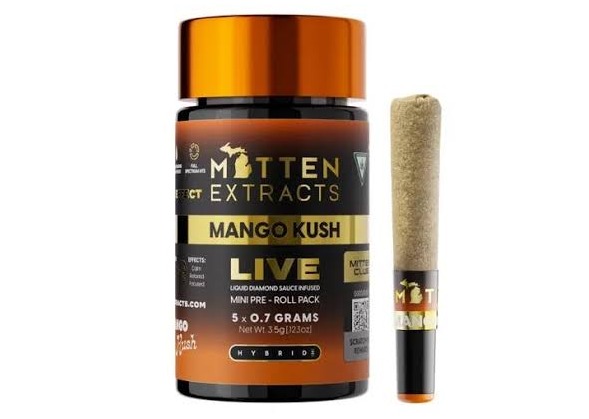Mitten Extracts Infused Live Sauce Multipack Pre-Rolls 5x.7g - Mango Kush