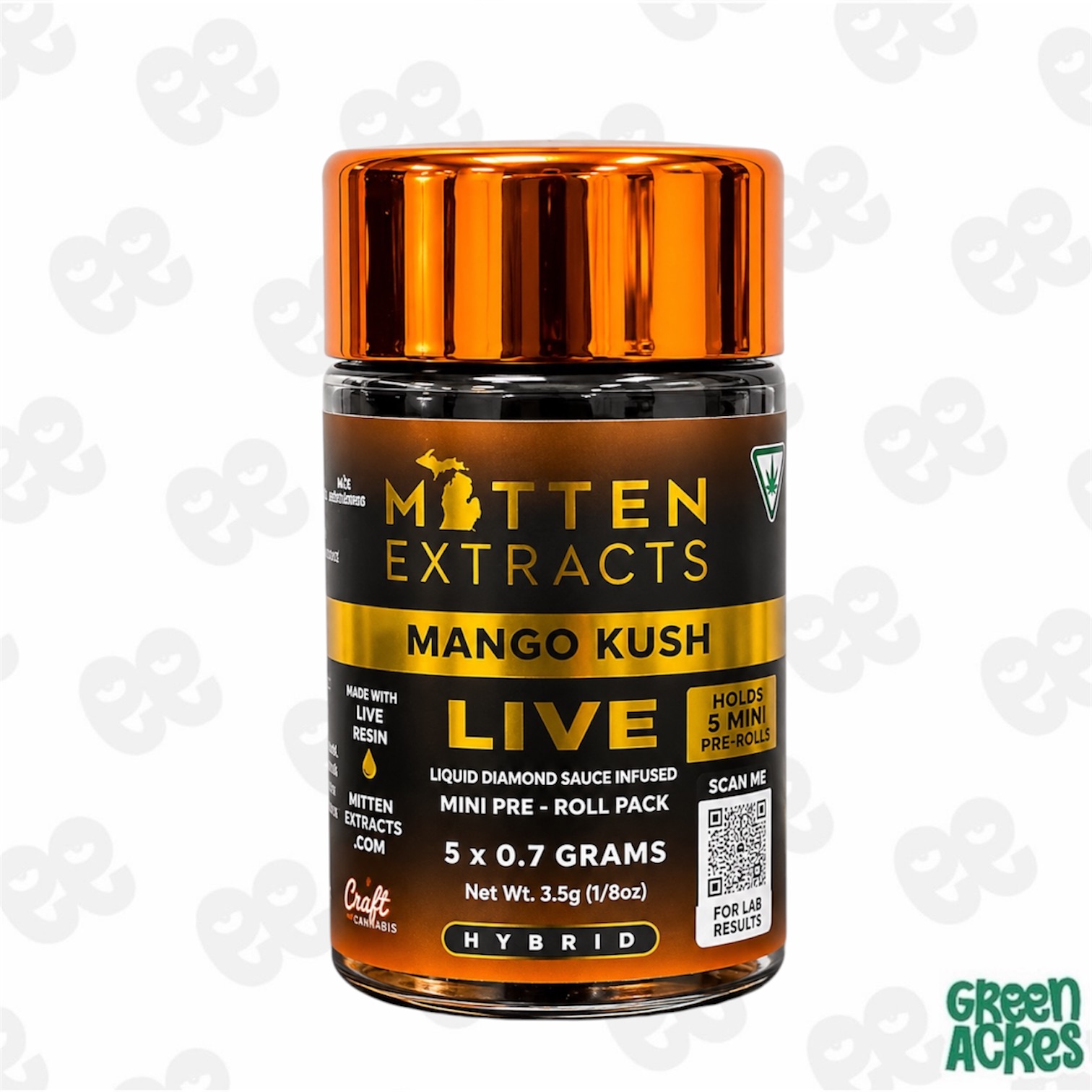 Mitten Extracts: Mango Kush 5 Pack Live Sauce Infused Minis (5x0.7g)