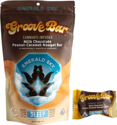 GrooveBar Sleep [I] - 100MG Milk Chocolate Peanut-Caramel-Nougat CBN Bars 10PK