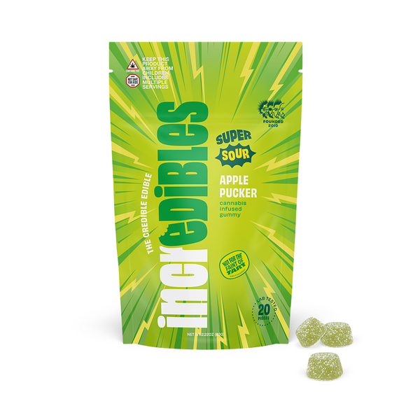 Super Sour Apple Pucker | Gummies | 20 pack | 100mg THC